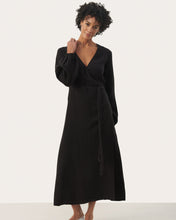Load image into Gallery viewer, Elinora Long Sleeve Linen Wrap Dress