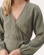 Load image into Gallery viewer, Elinora Long Sleeve Linen Wrap Dress