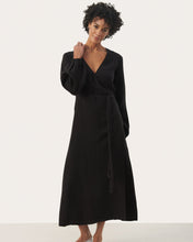 Load image into Gallery viewer, Elinora Long Sleeve Linen Wrap Dress
