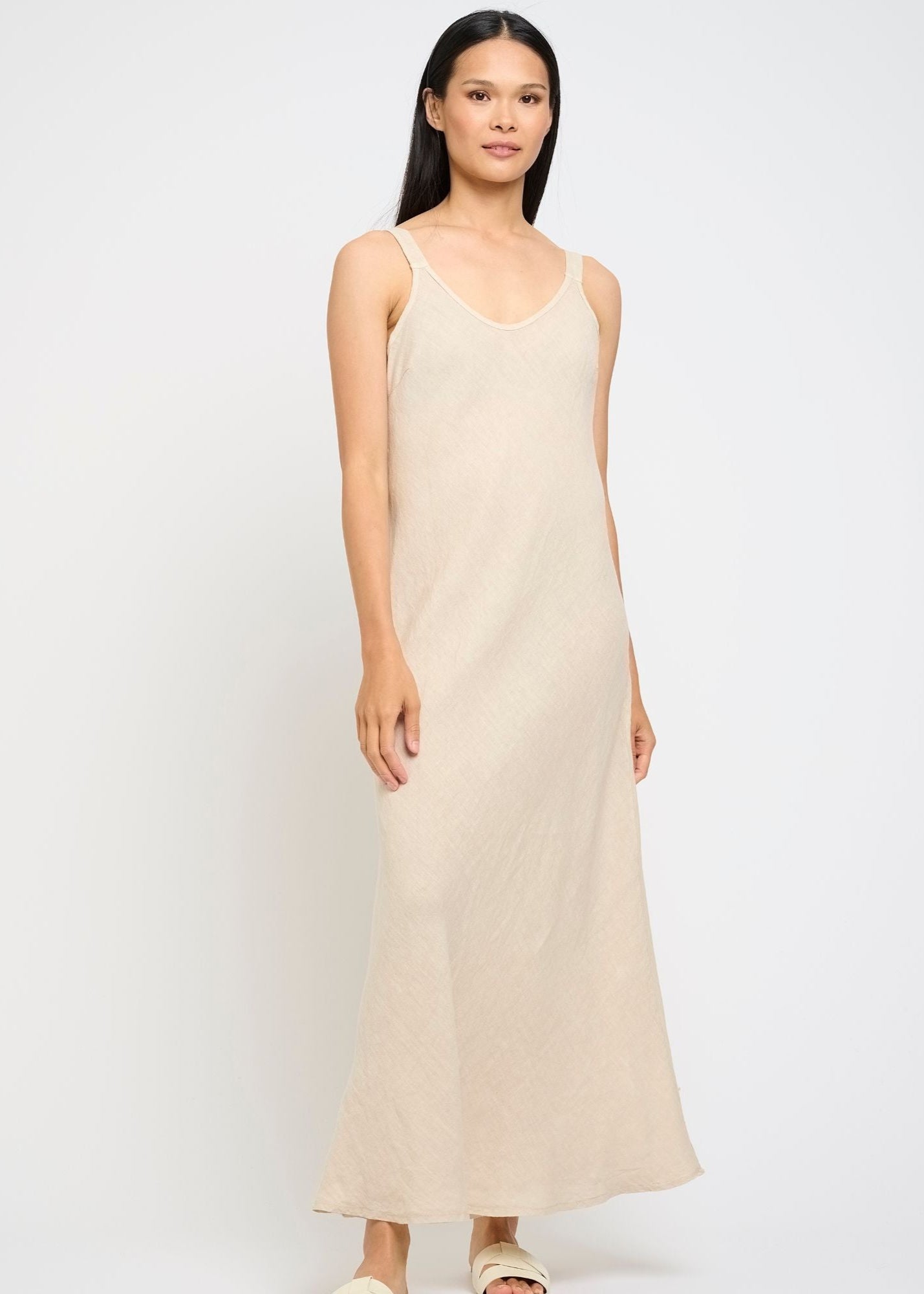 Pistache Sleeveless Linen Dress – Woven