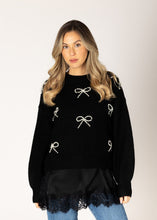 Load image into Gallery viewer, Lyla &amp; Luxe Pearl Bow Sweater
