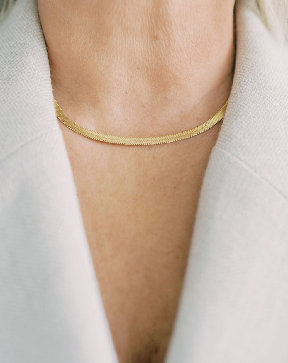 Woven Gold Herringbone Necklace