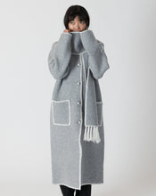 Load image into Gallery viewer, Lyla and Luxe Delaney Long Coat with Detachable Scarf and Whipstitch Detail
