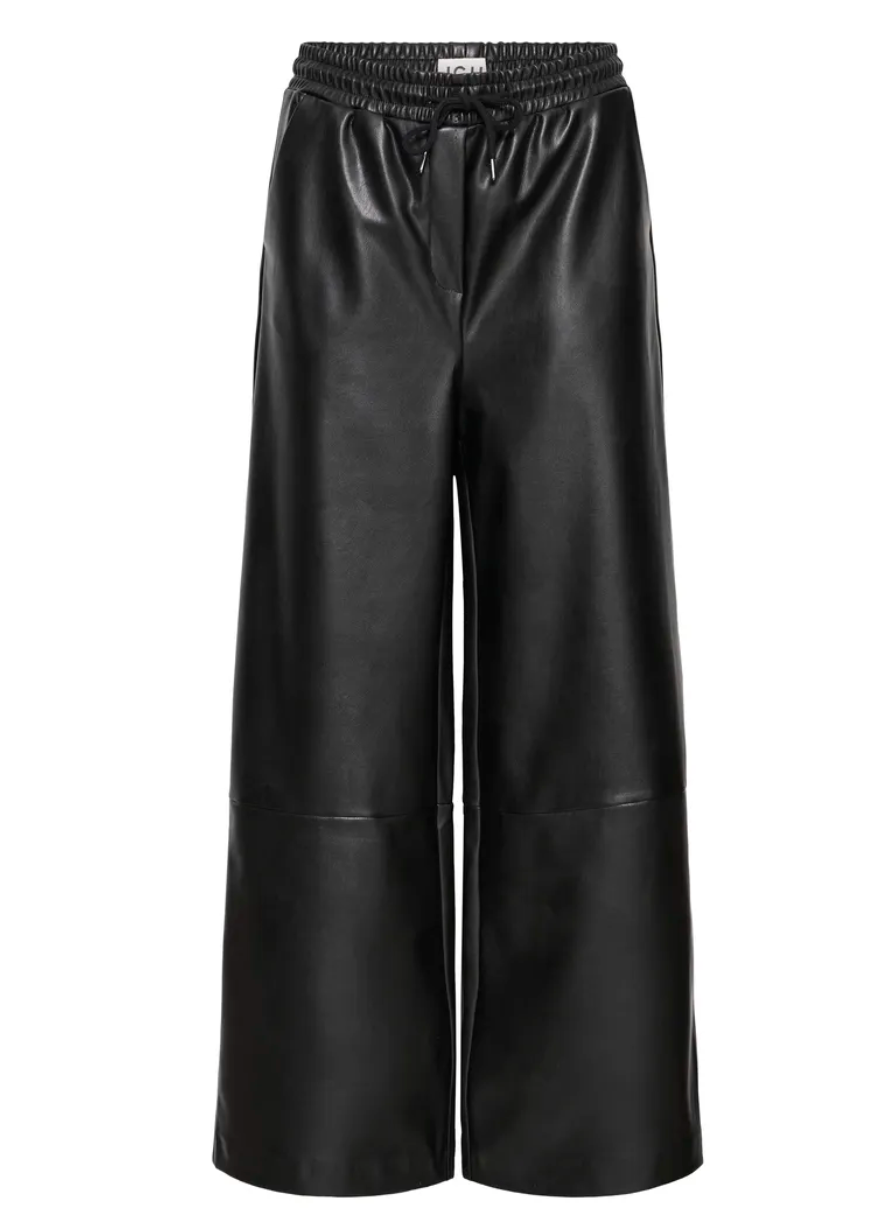 ICHI Zoma Wide Leg Leather Pant