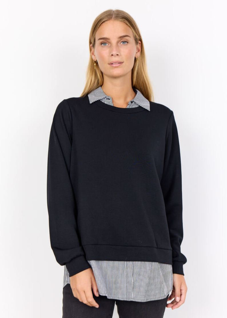 Soya Sweater with Poplin Detailing
