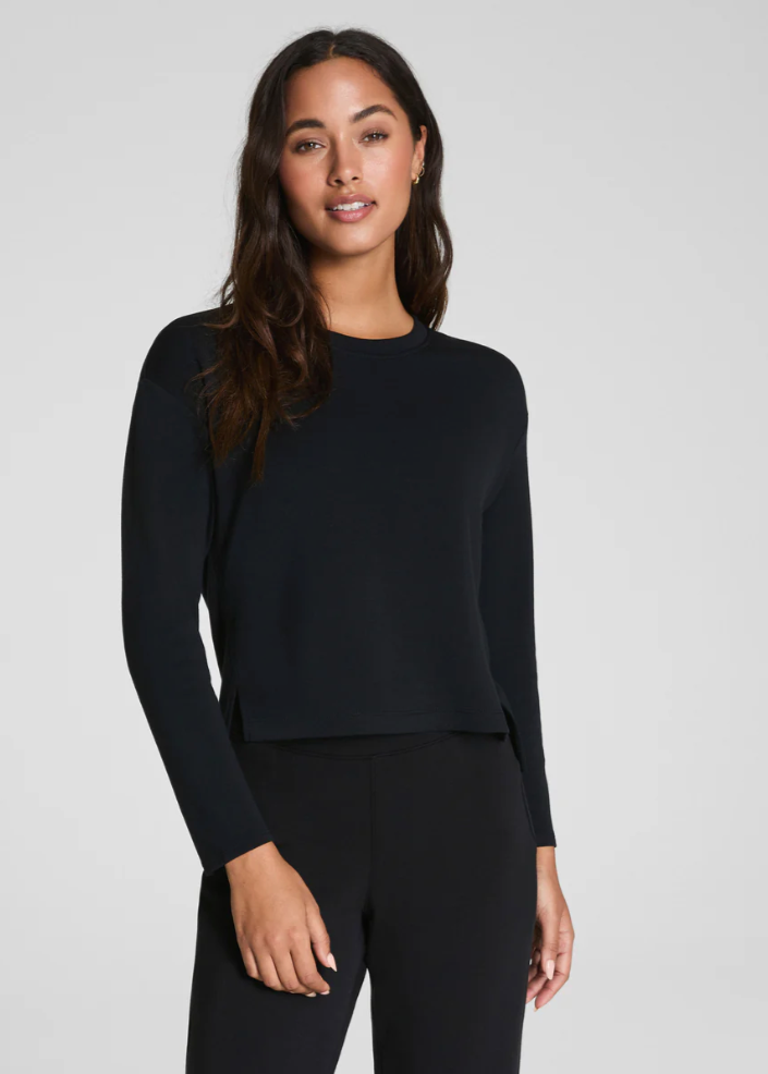 Spanx Air Essentials Relaxed Long Sleeve Top with Side Slit Detail