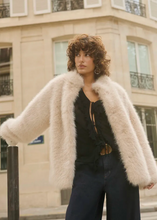 Load image into Gallery viewer, Cream Frimia Faux Fur Coat
