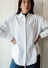 Load image into Gallery viewer, Brunette Poplin Shirt with Bow Detailing
