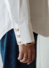 Load image into Gallery viewer, Brunette Poplin Shirt with Bow Detailing
