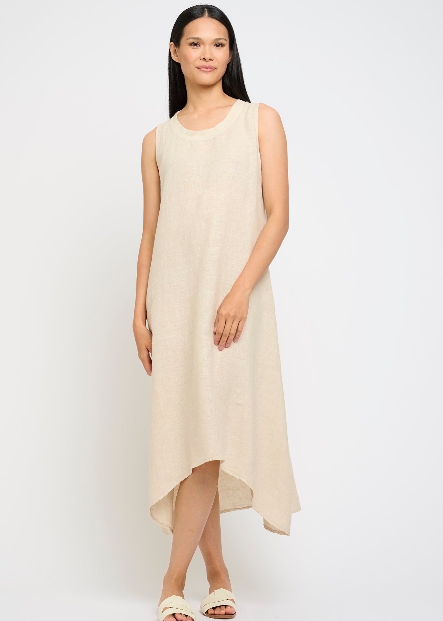 knee length dresses for ladies Women's Relaxed Linen Dress in Navy by Pistache Apparel – Once@426 Boutique  and Market main image 0